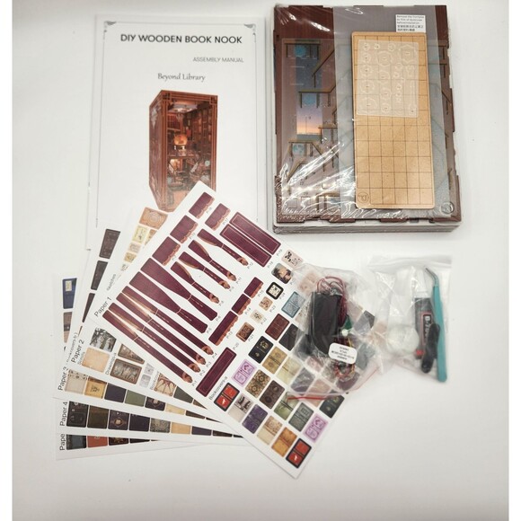 DIY Book Nook Kit XD01 Beyond Library 3D Shelf Display Model Lighted Open Box - Picture 6 of 16